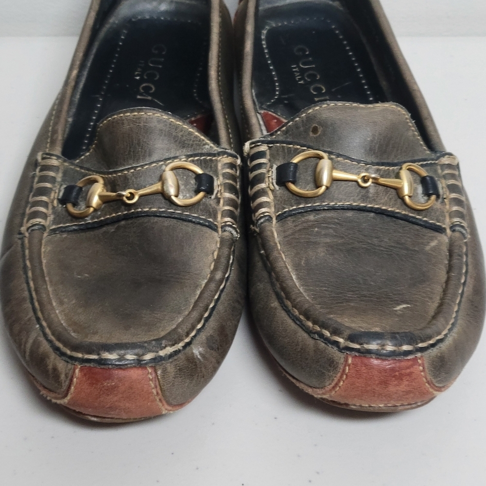 Gucci Classic Vintage Horsebit Leather Slip On Flat Driving Loafers Size 8.5M. - Picture 15 of 16